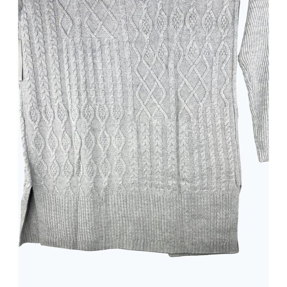 Chico's Cable Stitch Open Front Cardigan Sweater Gray Wool Cashmere Size 1 US M - Picture 6 of 16